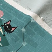 Retro Naughty Kitty Christmas DIY Tea Towel