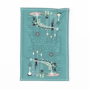 Retro Naughty Kitty Christmas DIY Tea Towel