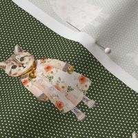 4" Miss Kitty without Glasses White Polka Dots with Green Back