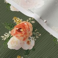 4" Parisian Autumn Bouquet White Polka Dots Olive Back