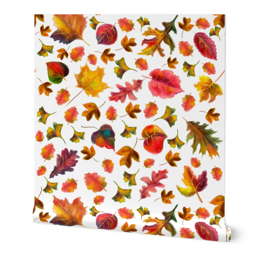 Watercolor hand drawn  autumn leaves   pattern design