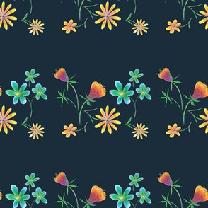 Dark Teal Spring Pencil Flowers