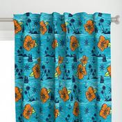 Pirate Nautical Tropical design in Turquoise Blue