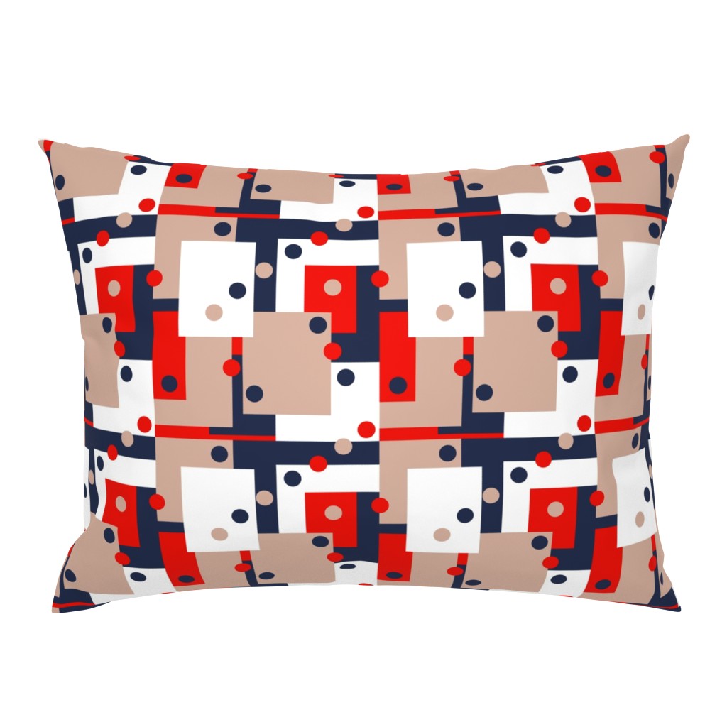 Colorblock Domino Rebellion in Red Beige Navy Blue and White