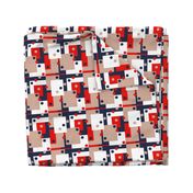 Colorblock Domino Rebellion in Red Beige Navy Blue and White