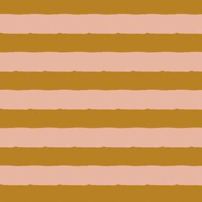 horizontal stripes - gold and dusty blush, large scale