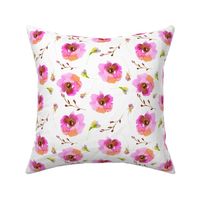 7" Pink hand drawn summer flowers - mix and match with my dog pattern 2