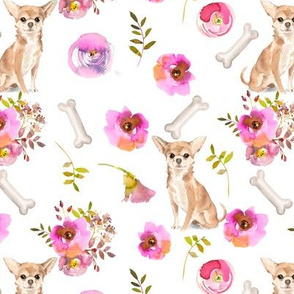 7" Chiwawa dog summer flower fabric, Chiwawa fabric, animal fabric 