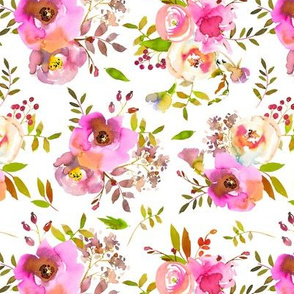 7" Pink hand drawn summer flowers - mix and match with my dog pattern 1