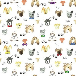 Watercolour cute dogs and bowties large