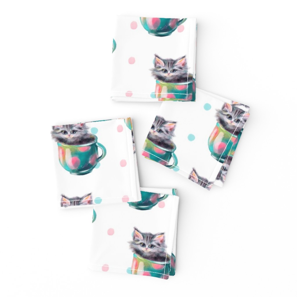 Cute kittens watercolor hand drawn pattern design