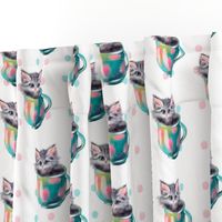 Cute kittens watercolor hand drawn pattern design