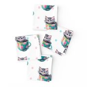 Cute kittens watercolor hand drawn pattern design