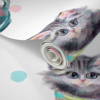 Cute kittens watercolor hand drawn pattern design