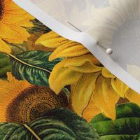 18" Vintage Sunflowers ,sunflowers fabric, nostalgic sunflower fabric