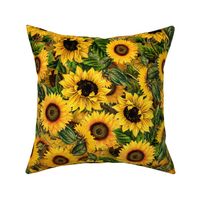 18" Vintage Sunflowers ,sunflowers fabric, nostalgic sunflower fabric