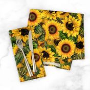 18" Vintage Sunflowers ,sunflowers fabric, nostalgic sunflower fabric