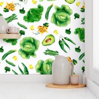 Watercolor hand drawn  vegetables pattern design