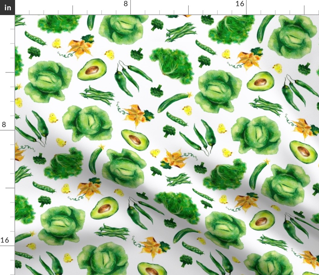 Watercolor hand drawn  vegetables pattern design