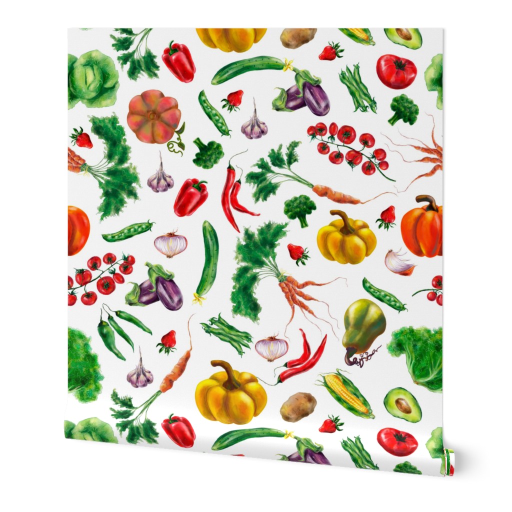 Watercolor hand drawn  vegetables pattern design