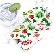 Watercolor hand drawn  vegetables pattern design