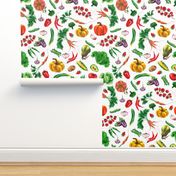 Watercolor hand drawn  vegetables pattern design