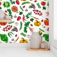 Watercolor hand drawn  vegetables pattern design