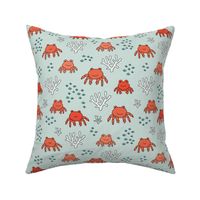 Sweet little under water crab friends deep sea coral reef summer kids prints mint red boys