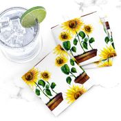 Watercolor hand drawn  sunflowers garden  pattern design