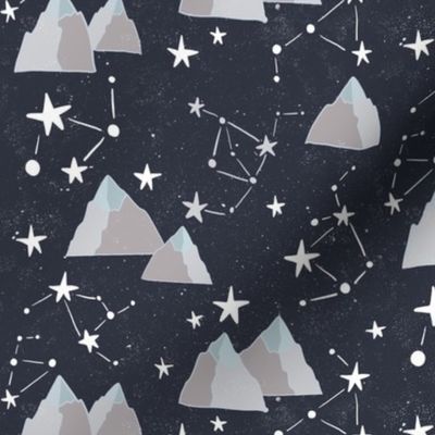 Mountain Sky - starry sky with constellations among mountains