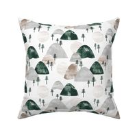 The hills little enchanted forest mountains trees and soft beige gray green neutral