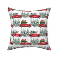 6" Holiday Christmas Tree Car and dachshund in Woodland, christmas fabric,dachshund dog fabric 2