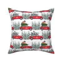 6" Holiday Christmas Tree Car and cocker spaniels in Woodland, christmas fabric, cocker dog fabric 3