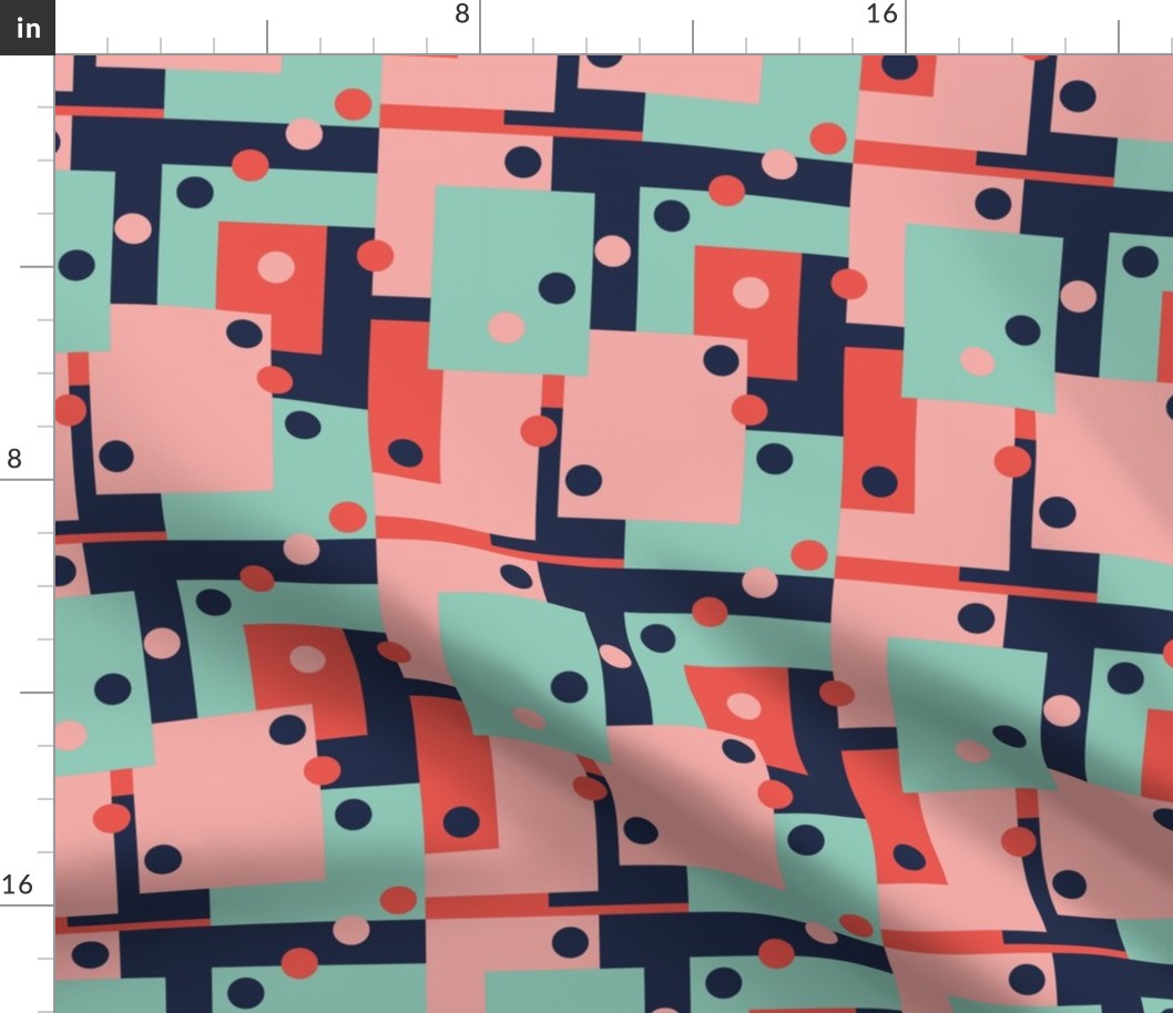 Colorblock Domino Rebellion in Pink Mint Coral and Navy