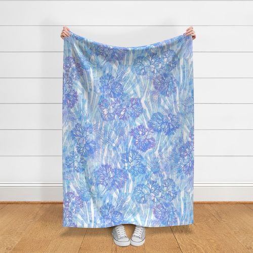 Sea Weeds Blue on White 48inL