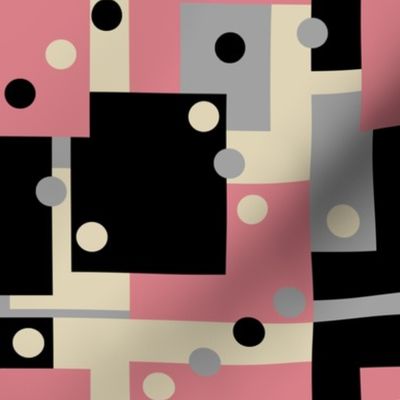 Colorblock Domino Rebellion in Pink Gray Cream and Black