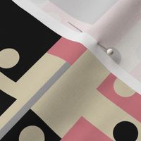 Colorblock Domino Rebellion in Pink Gray Cream and Black
