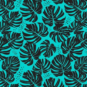 Monstera Small Scale - Turquoise and Black