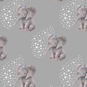 4" Baby Elephant with Crown and White Stars