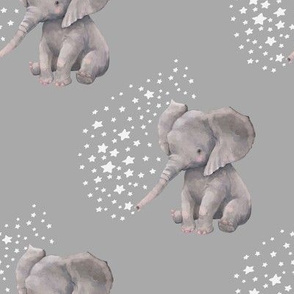 8" Baby Elephant with White Stars