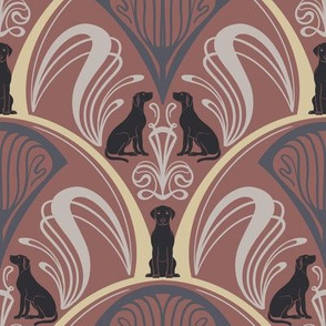 Art Nouveau Black Labrador Retrievers  - Pink 