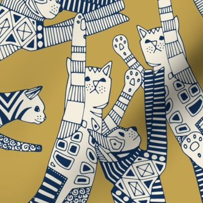 cat party gold navy large