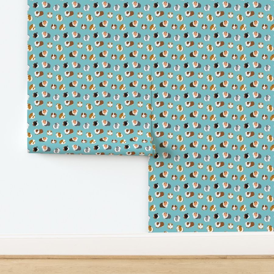 Guinea Pigs on Turquoise - large scale