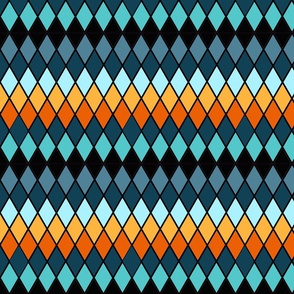 Orange and Teal and Teal Diamonds