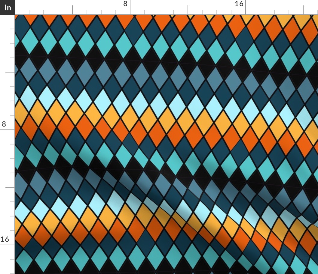 Orange and Teal and Teal Diamonds