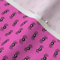 (micro scale) Cute Spiders - Halloween - pink polka dots - LAD19BS