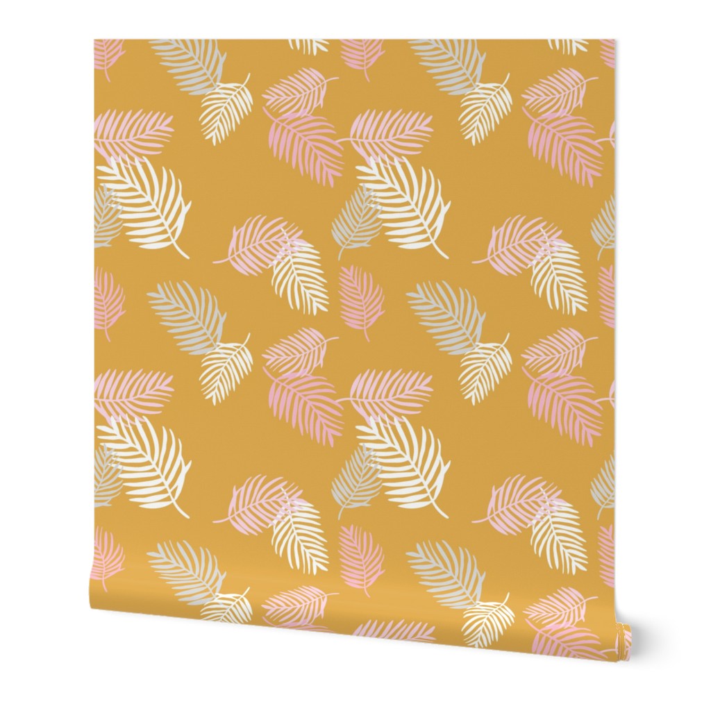 Sweet pastel palm leaf surf island summer vibes boho garden ochre pink girls JUMBO