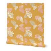 Sweet pastel palm leaf surf island summer vibes boho garden ochre pink girls JUMBO