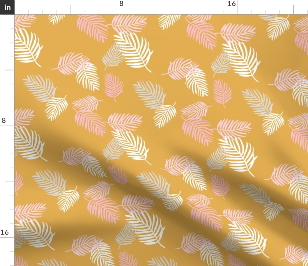 Sweet pastel palm leaf surf island summer vibes boho garden ochre pink girls