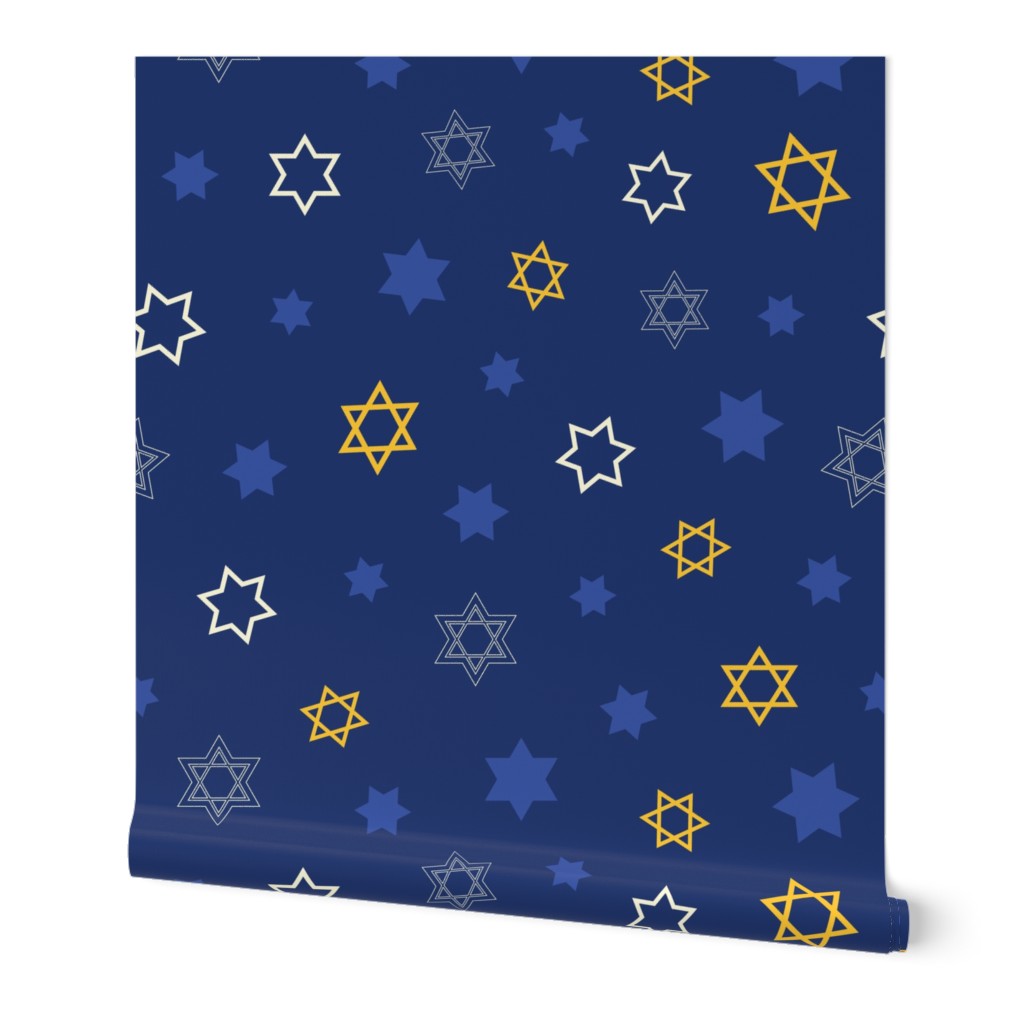 Star of David Pattern Mix on Dark Blue